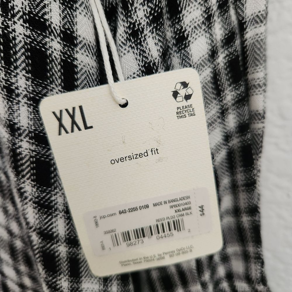 a.n.a A New Approach Womens Oversized Button Front Black & White Plaid Shirt XXL - Picture 5 of 8